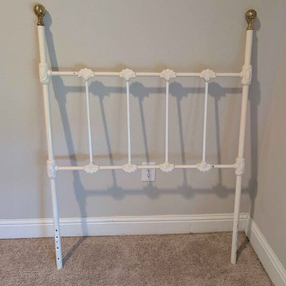 Twin Metal Headboard Ivory Gold